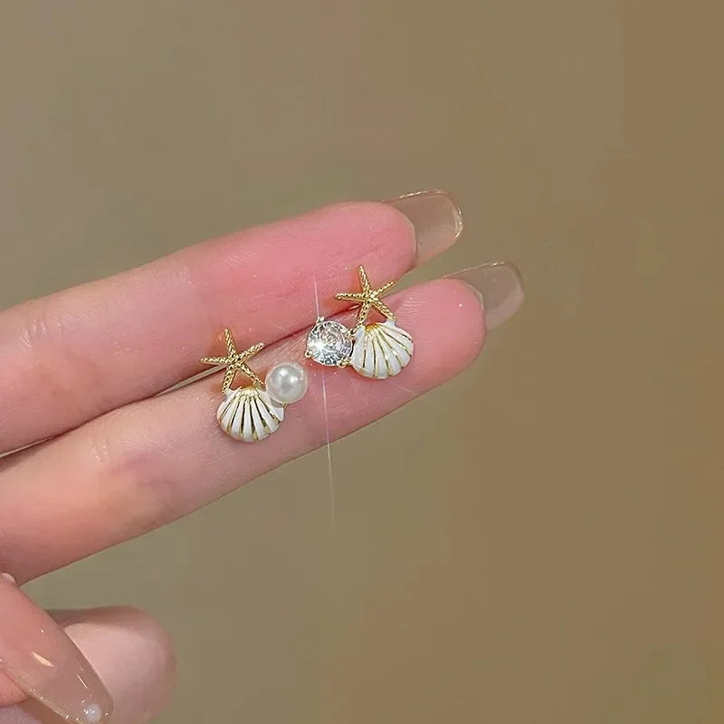 New Gothic Stereo Conch Personality Ancient Silver Stud Earrings for Men Women Hallowmas Punk Jewelry Vacation Accessory Gift