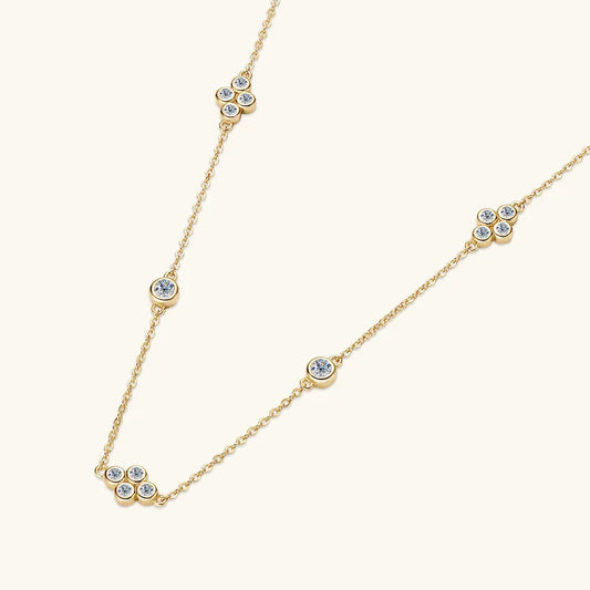 Full Moissanite Flower Necklace Clavicle Chain Adjustable 925 Silver Plated 18k Gold Women's Choker Jewelry Valentine Gift