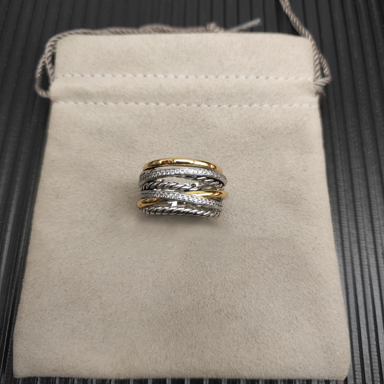 S925スターリングシルバー2025新作16mmクロス7連リングニュートラルファッショントレンドレトロ個性シンプルヒップホップ高級ジュエリー