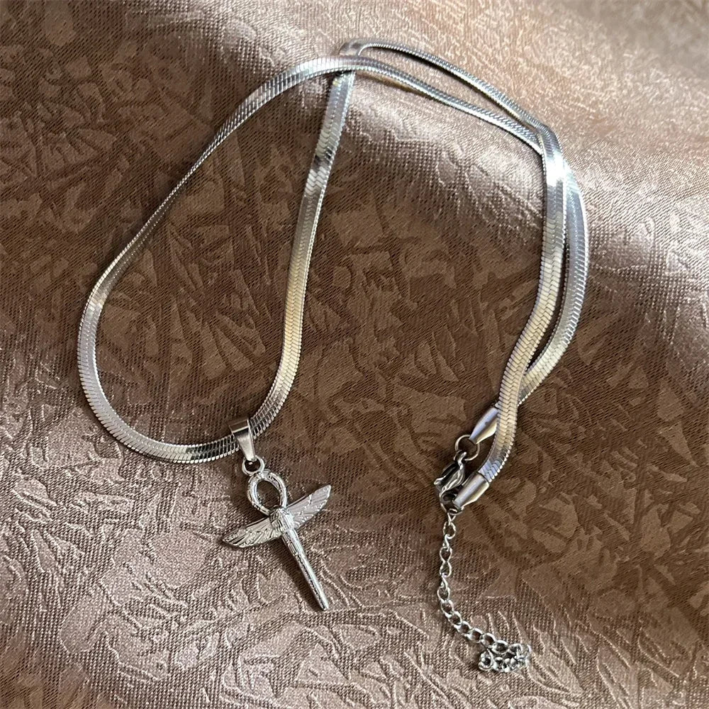キリスト教イエス十字架ネックレス レディース メンズ ステンレススチールチェーン チョーカー 宗教的十字架ペンダント ジュエリー 祈り 洗礼ギフト