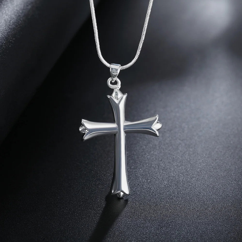 925 sterling Silver Classic cross Pendant Necklace For Women man Luxury Fashion Party Wedding Accessories Jewelry Christmas Gift