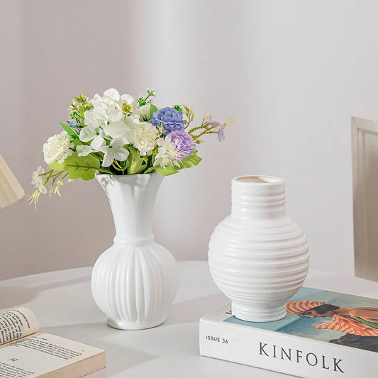 White Flower Vase Plastic Flower Bottle Vase for Flowers Vase Decoration Home Desk Accessorie Room Decor Interior Accessories