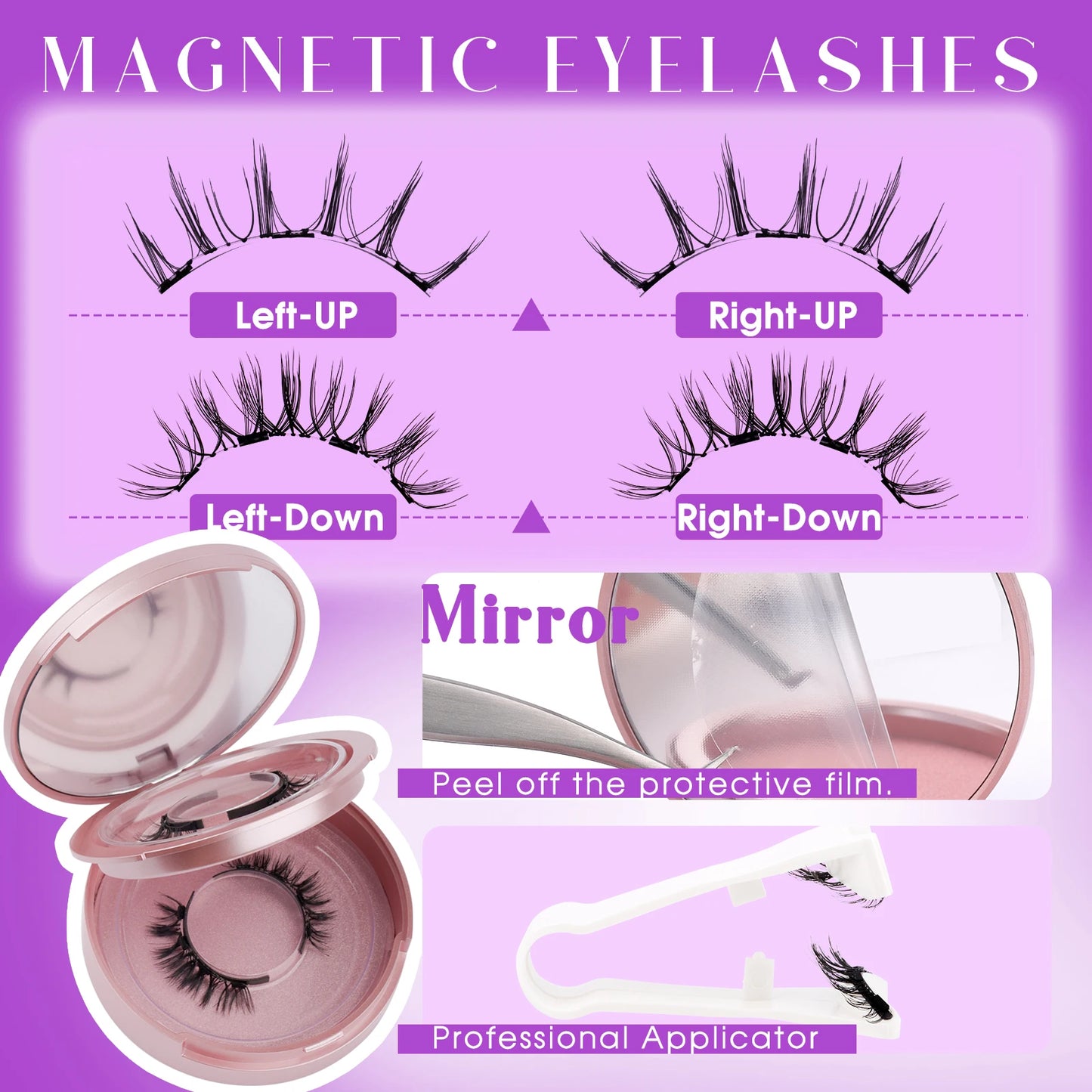 ウェンディラッシュ マグネットまつげ 2ペア ハンドメイド 3D ミンクまつげ 再利用可能 つけまつげセット マグネットピンセットセット メイクアップ