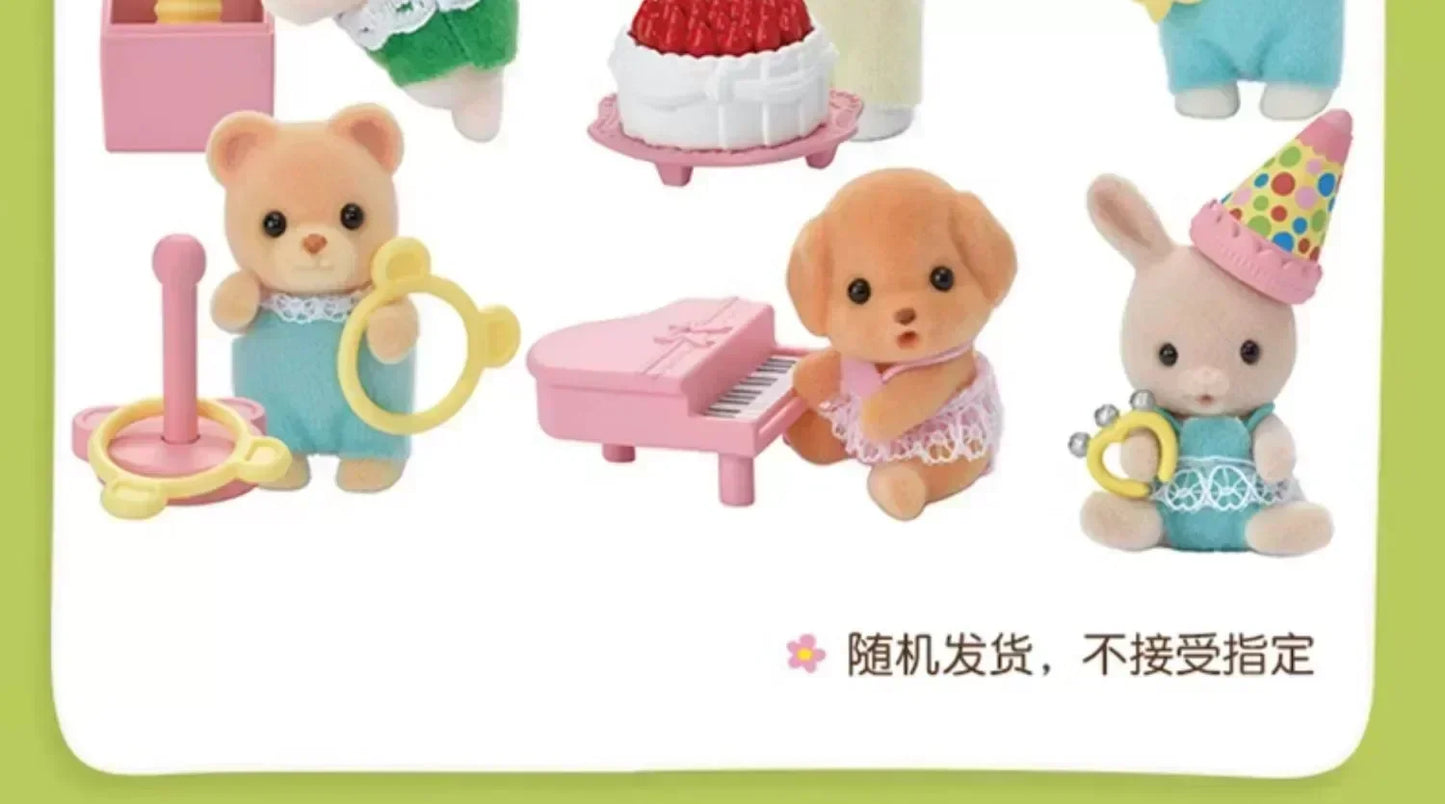 Sylvanian Families Baby Shopping Cake Party Forest Custom Blind Box Baby Mini Toys Kawaii Ternurines Collection  Birthday Gift
