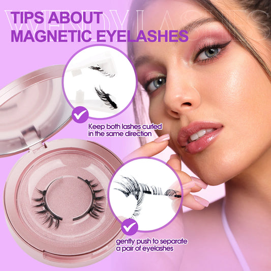 ウェンディラッシュ マグネットまつげ 2ペア ハンドメイド 3D ミンクまつげ 再利用可能 つけまつげセット マグネットピンセットセット メイクアップ