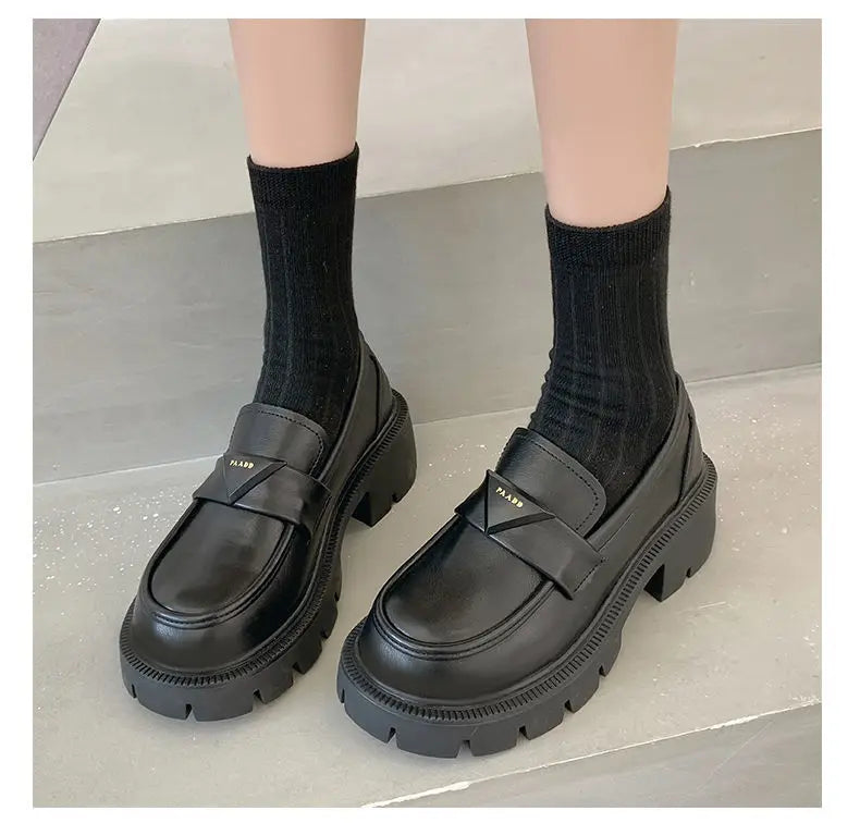 Women's Summer Footwear Loafers Shoes for Woman 2024 Office Round Toe Black Low Heel Elegant with Discount Genuine Mark Stylish