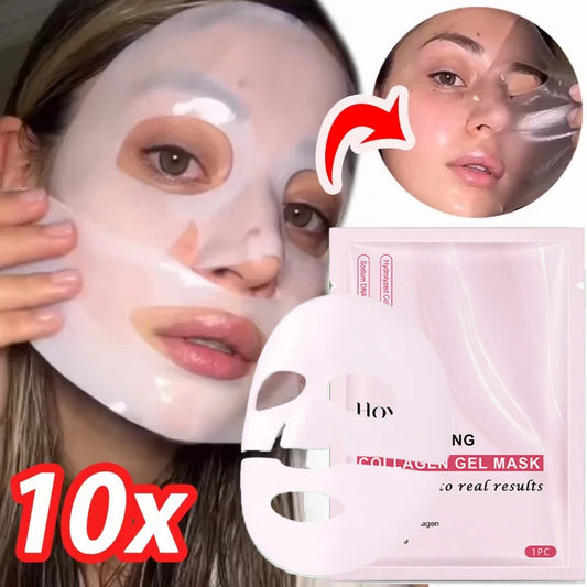 Pink Bio Collagen Gel Salmon Pdrn Face Mask Deep Hydrating Overnight Moisturizing Hydrogel Jelly Face Sheeets Balance Skin Tone