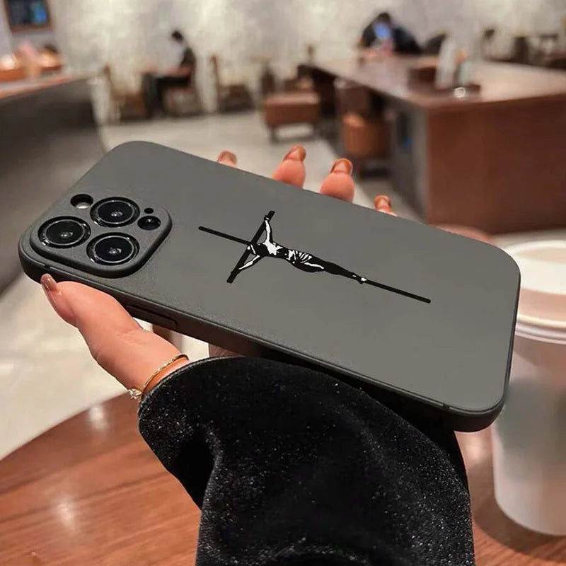 イエス・キリストの十字架が描かれた耐衝撃携帯電話ケース iPhone 17 16 15 14 11 12 13 Pro Max 7 8 14 15 16 Plus 17 Air 16E ソフトカバー用