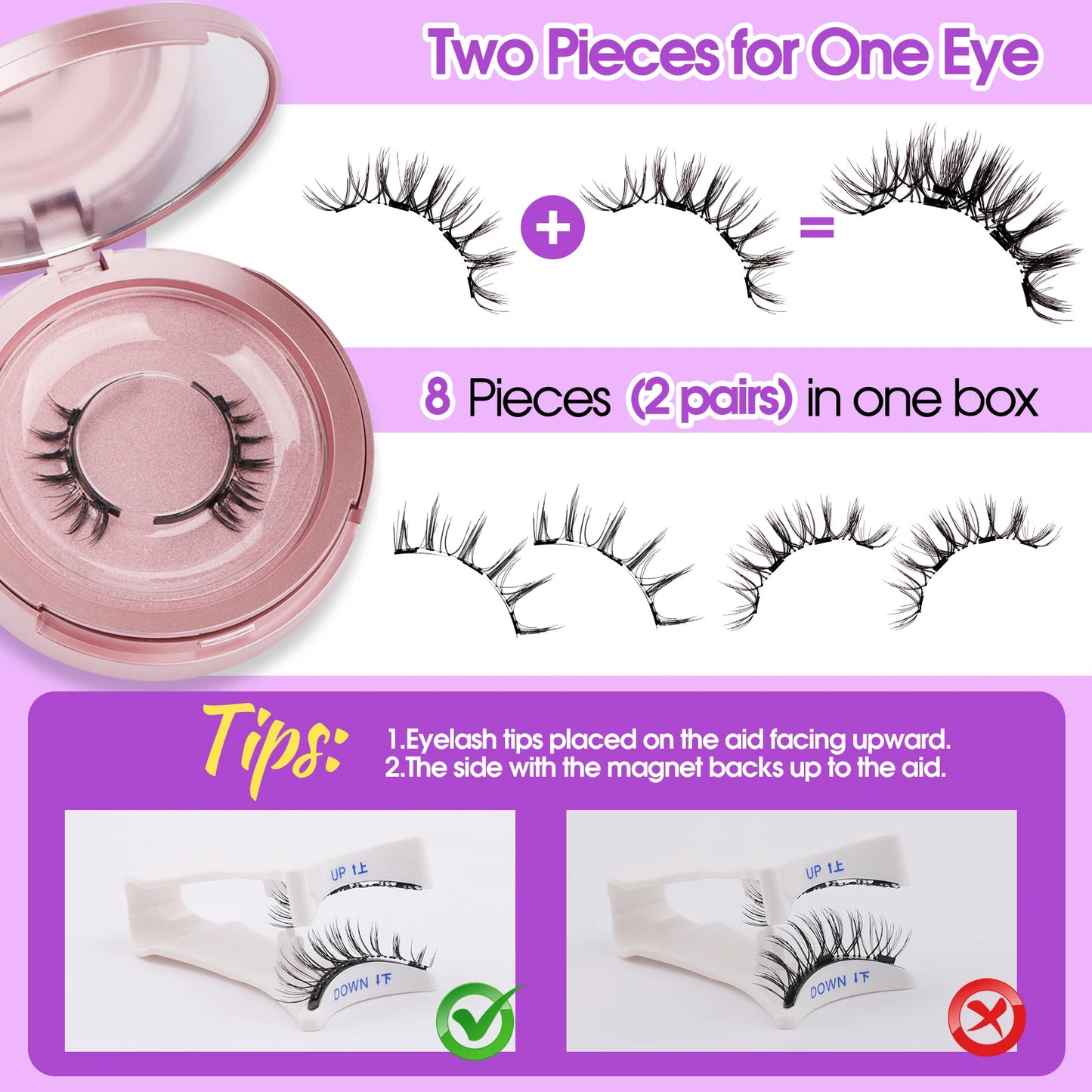 ウェンディラッシュ マグネットまつげ 2ペア ハンドメイド 3D ミンクまつげ 再利用可能 つけまつげセット マグネットピンセットセット メイクアップ