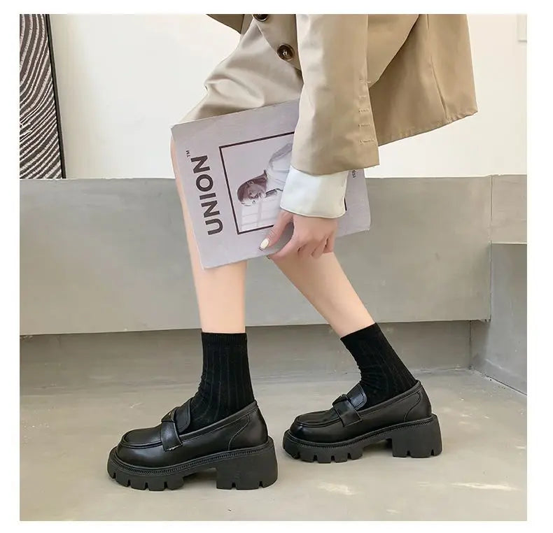Women's Summer Footwear Loafers Shoes for Woman 2024 Office Round Toe Black Low Heel Elegant with Discount Genuine Mark Stylish