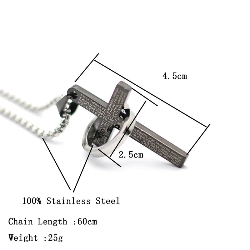 4 Colors Men Cross Necklace Stainless Steel 60cm Pendant Collar Gift For Boyfriend Accessories Homme Hiphop Rock Jewelry Joias