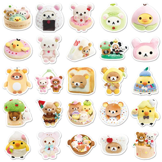 Cute Rilakkuma Stickers 54 Pieces Set Anime Cartoon Bear Kawaii Scrapbooking Sticker Book Decor Waterproof