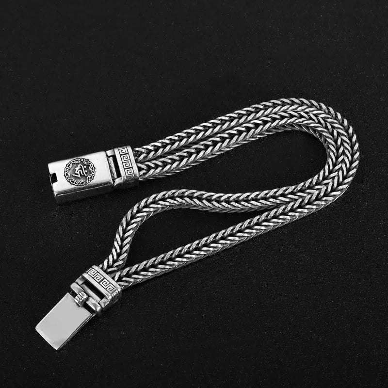 S925スターリングシルバー手編みメンズブレスレットファッショントレンド個性中国風レトロクリエイティブジュエリー絶妙なギフト