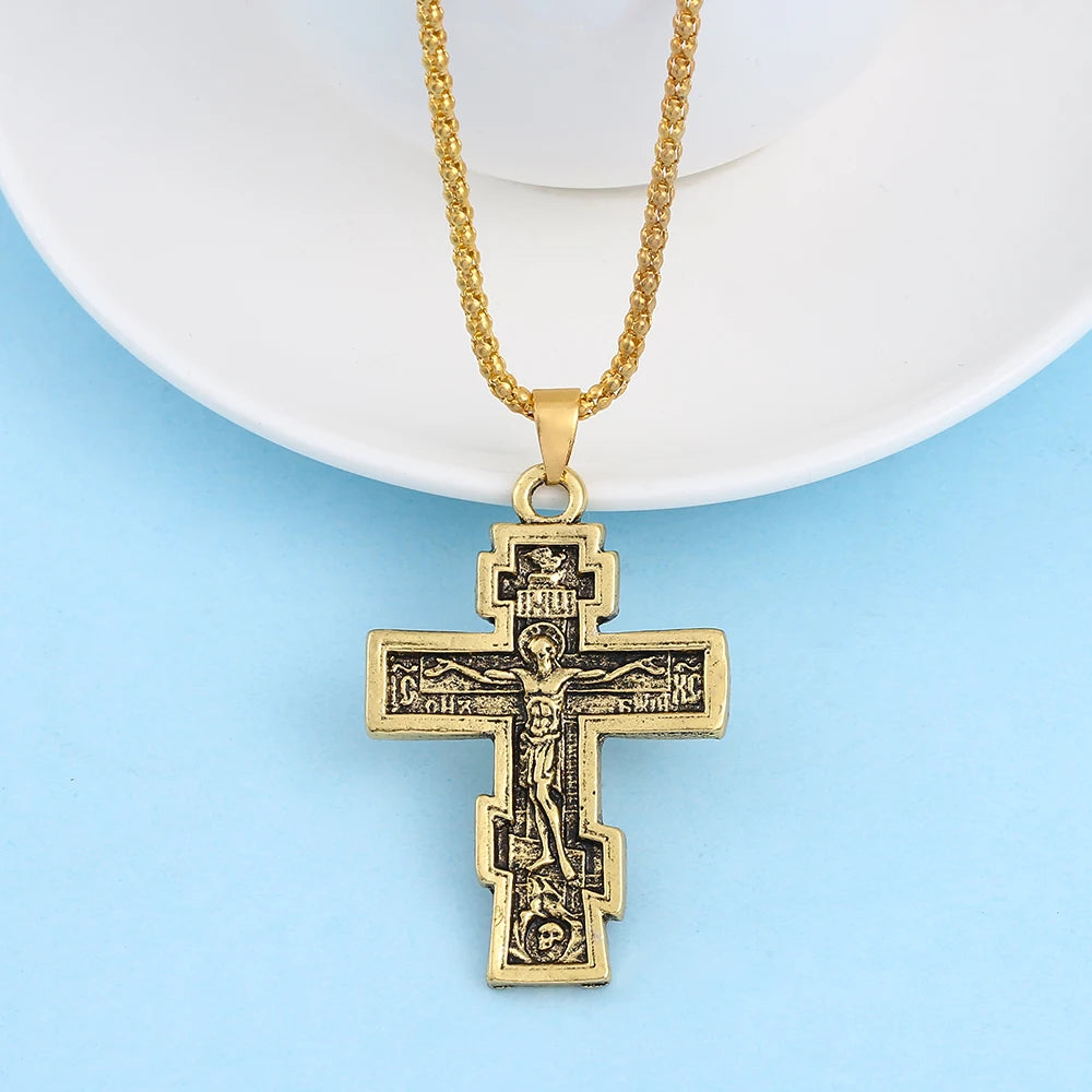 イエス・キリストの十字架 メンズネックレス ペンダントチェーン お守り ヴィンテージ 新品 女性用 ファッションジュエリー ギフト 卸売