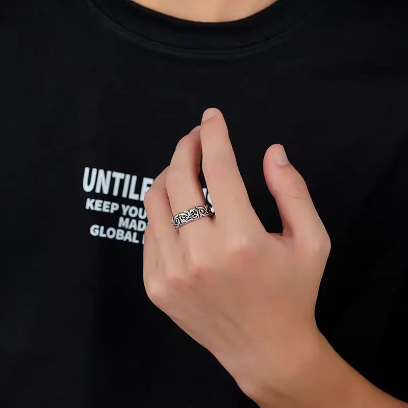 ゴシックパーソナリティクロススターリングシルバーリング男性と女性の恋人トレンドセッターレトロタイシルバー永遠のラタンリングジュエリー