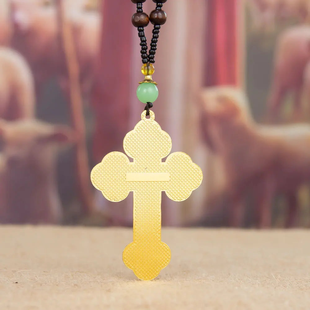 カトリックのロザリオネックレス、イエスの十字架、宗教的な十字架ペンダントチェーンジュエリー、男女兼用、キリスト教の信仰の贈り物