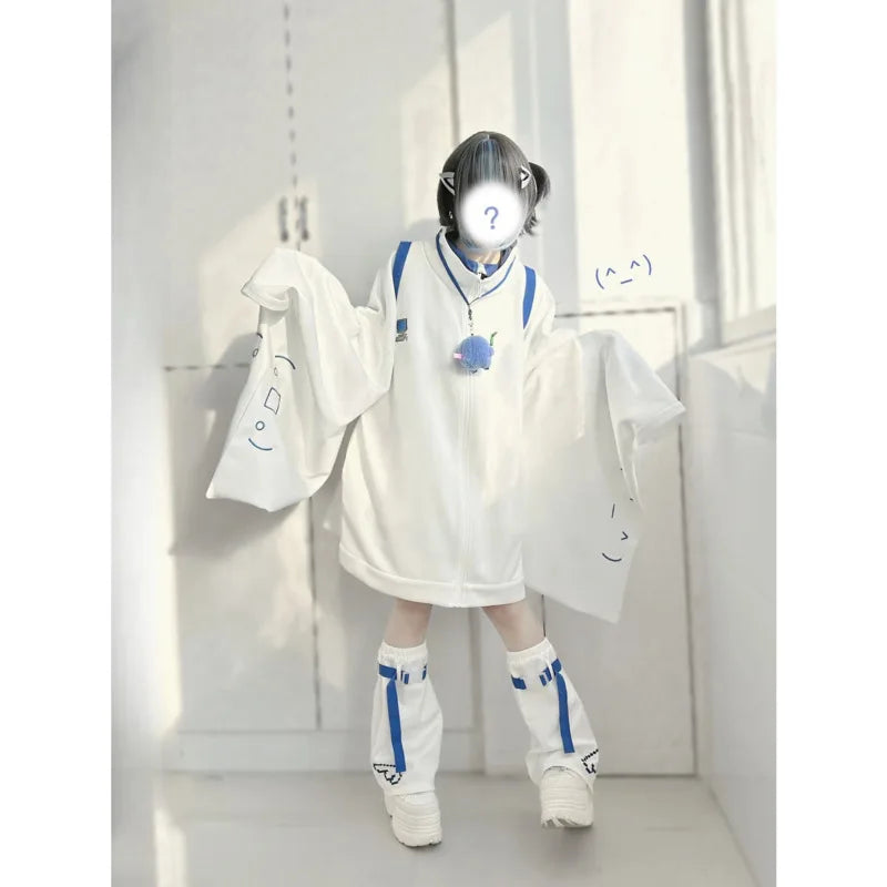 日本のサブカルチャージャケット レディース 春秋ファッション 無地 ジッパーコート 女性 2024 カジュアル 万能 ワイドスリーブ カーディガン トップス