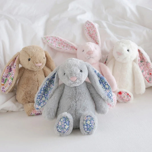 30cm Bonnie Rabbit Floral Ears Plush Toys Cartoon Stuffed Bunny Dolls Children's Room Decor Toy Soft Birthday Gifts For Girl