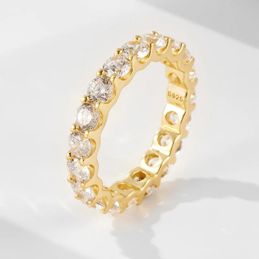 925 Silver Moissanite 2.2CT HipHop ring around electroplated 18k gold platinum exquisite fashion light luxury design women ring