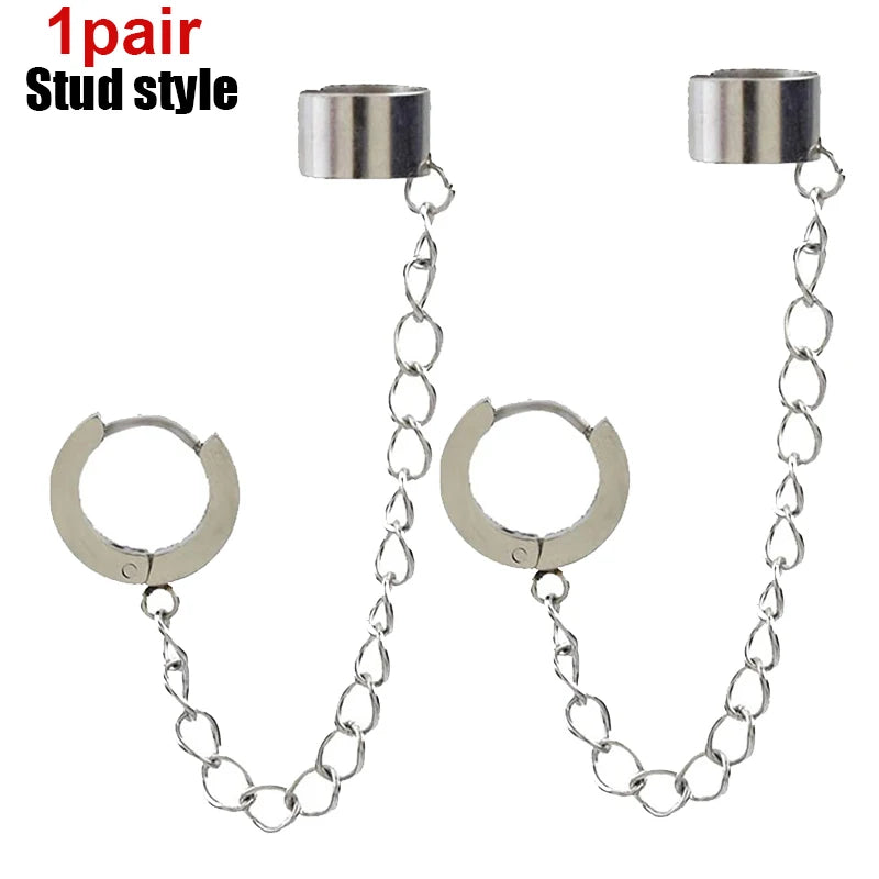 2個 メンズ レディース パンク ゴシック クロス イヤリング 誇張されたクラシック メタル クリスチャン チェーン ドロップ ダングル イヤリング ストリート ヒップホップ ジュエリー