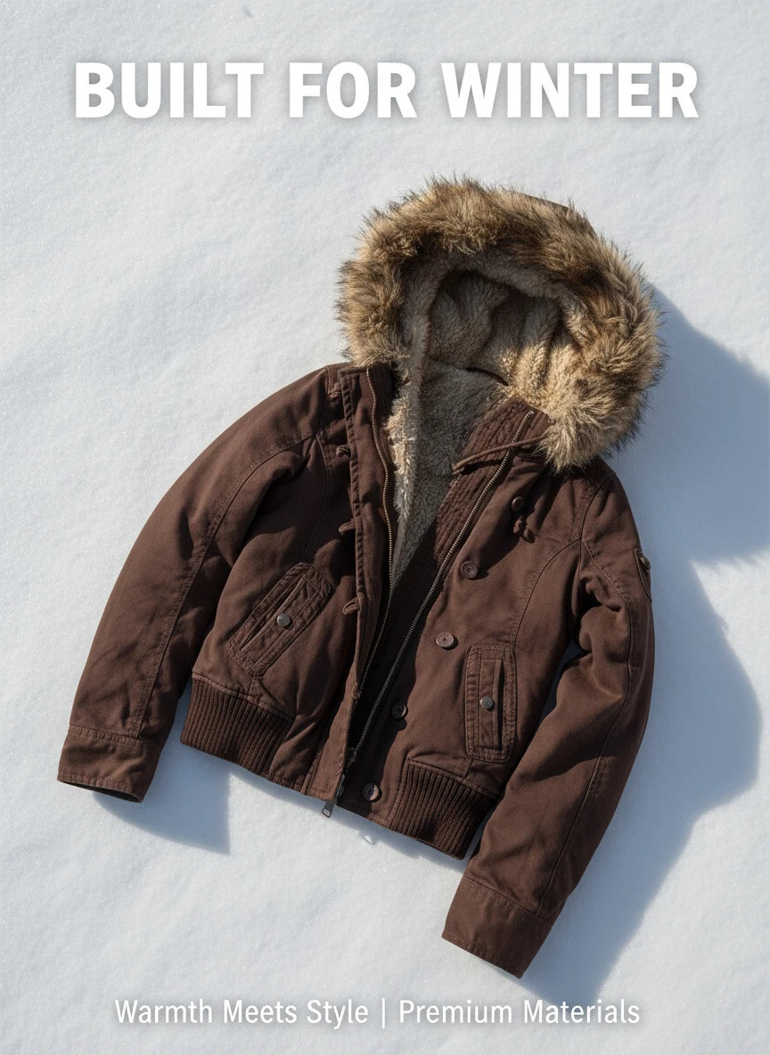 レディース Y2K 冬用パーカージャケット フェイクファーフード付き 暖かいシェルパ裏地 ジップアップ ボンバーコート カジュアルアウター ブラウン プラスサイズ 防風