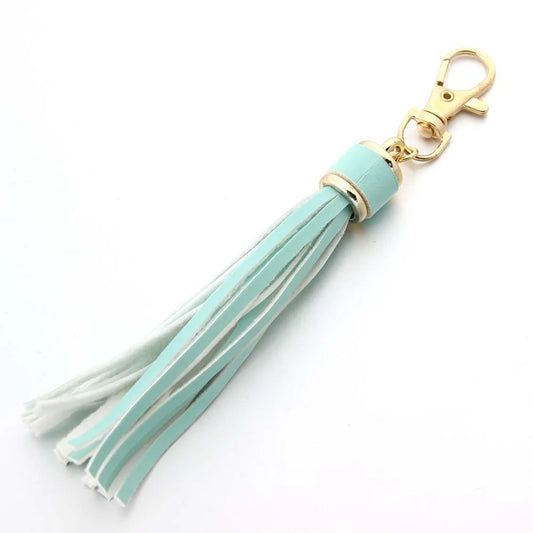 Hot selling copper alloy lobster buckle leather tassel pendant keychain bag accessories for women