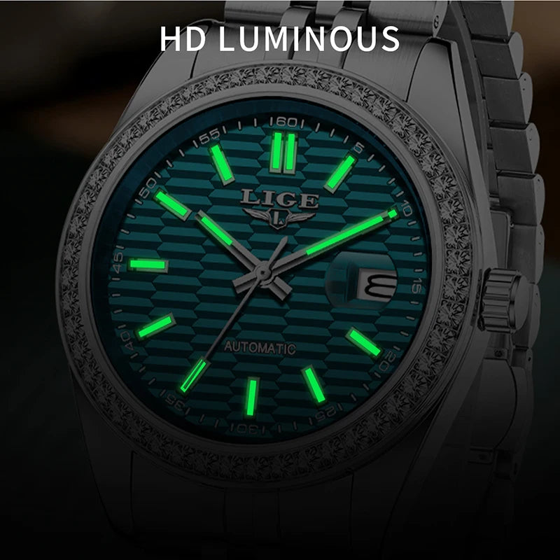 LIGE 2025 New Automatic Watches For Men Business Fashion Mechanical Mens Watch Waterproof Luminous Tourbillon Wristwatch Reloj