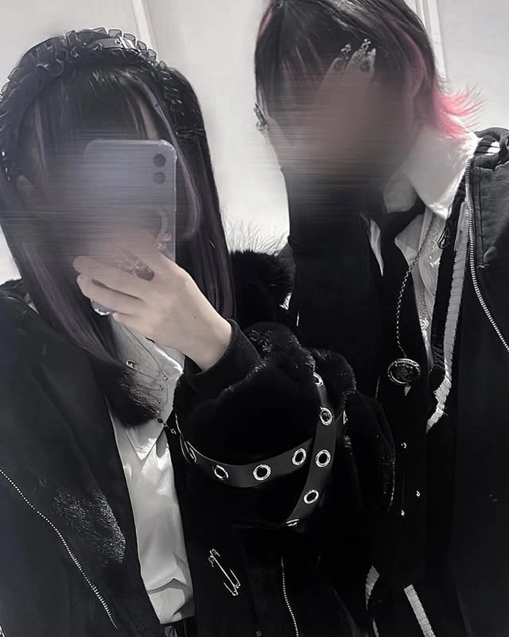 日本製マインシリーズ リベットクロス シープイヤー フード付きジャケット 冬物 新作 ゴスパンク ダークガールズ イミテーションファー プラッシュコート レディース