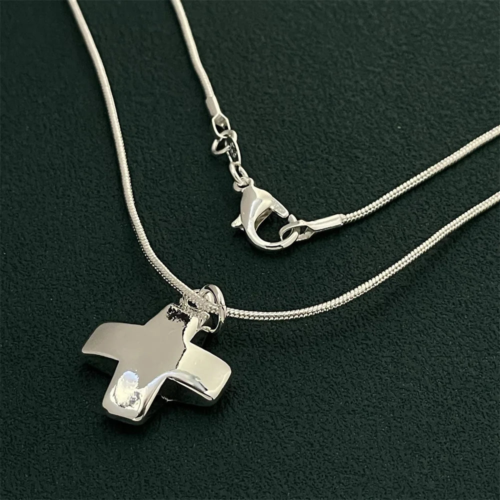 Trendy products 925 Sterling Silver creative cross Necklace for women Fashion Affordable Jewelry Wedding Party Christmas Gifts