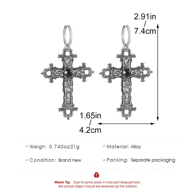 男の子、女の子、ゴスクロスイヤリング、女性、男性用、ゴシックパンクドロップイヤリング、耳サークル、ゴスジュエリー、コスプレギフト