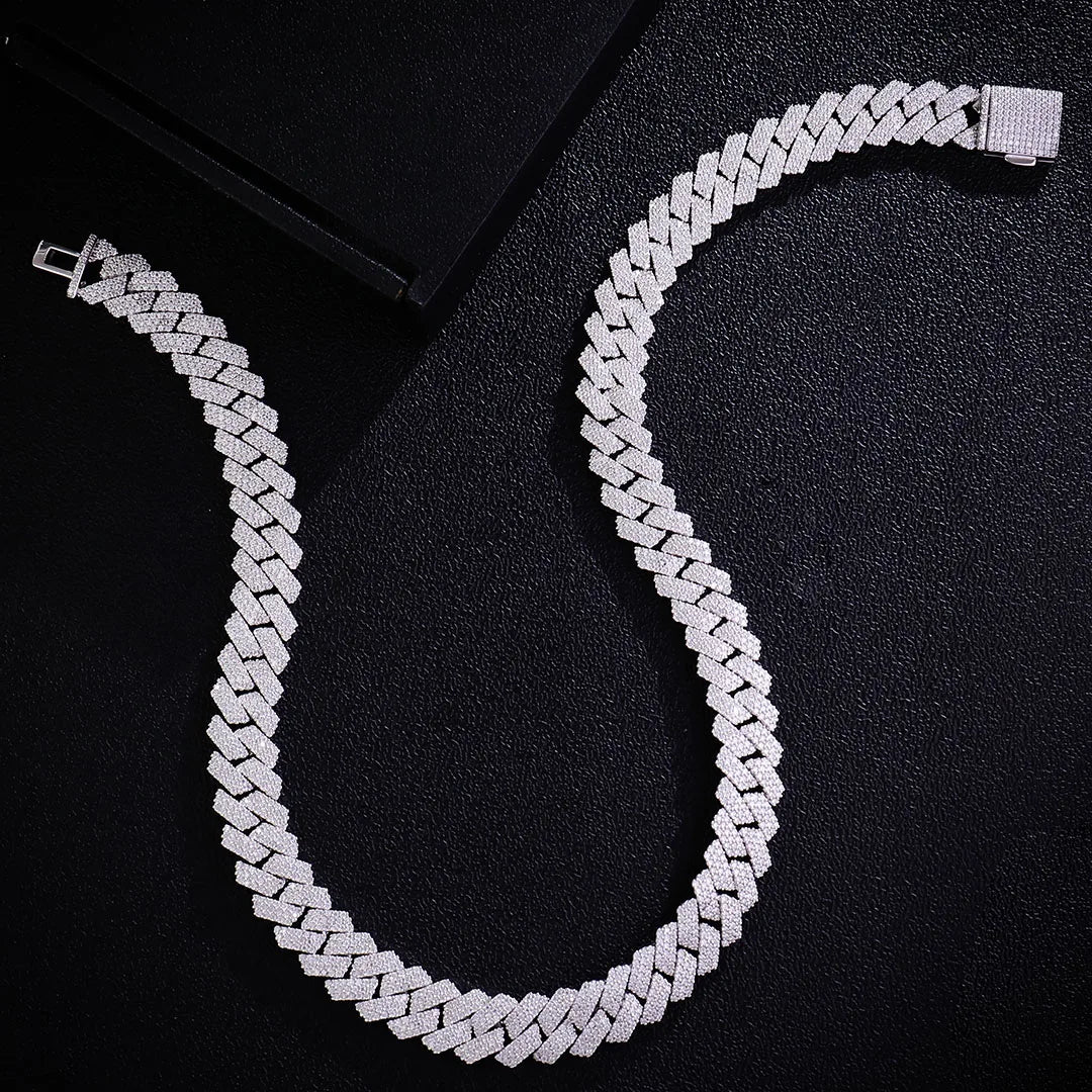 プロヴァンスキューバンチェーン（メンズ） モアッサナイト高級リンクチェーン S925シルバー キューバンネックレス（レディース） 15mm ヒップホップマイアミチョーカー