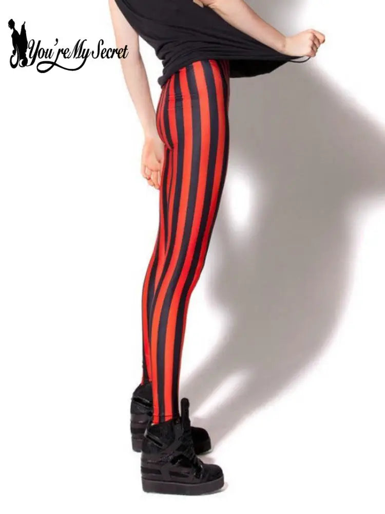 [You're My Secret] Fashion Women Sexy Leggings High Waist Elastic Stripe Print Trousers Casual Sports Leggings Hip-Lift Pants