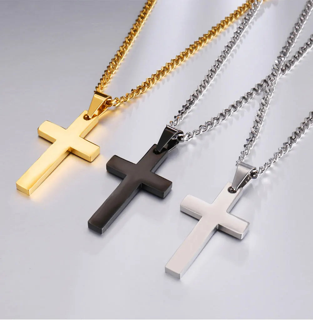 Men's Hip Hop Cross Pendant Necklace - Titanium Steel Material, Durable & Stylish, Easy-Match Accessories