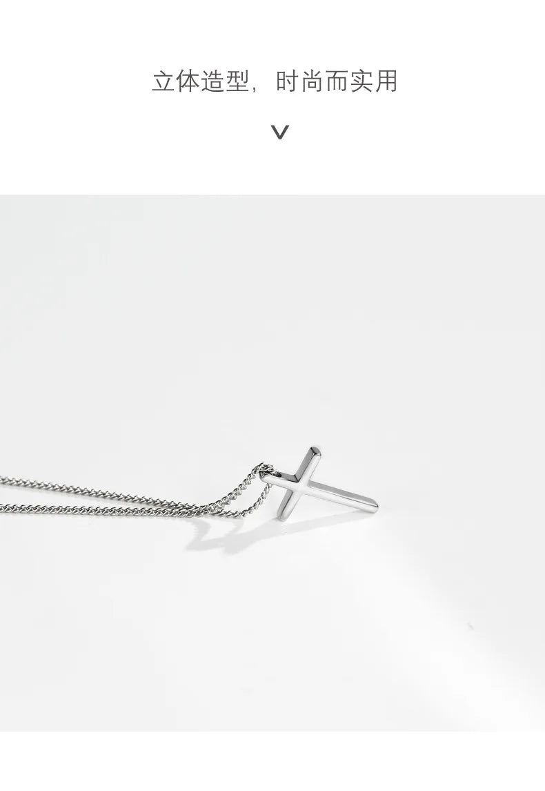 Trendy 925 Sterling Silver Cross Pendants Necklace For Women Vintage Gothic Cross Necklace Chain Jewelry Gift