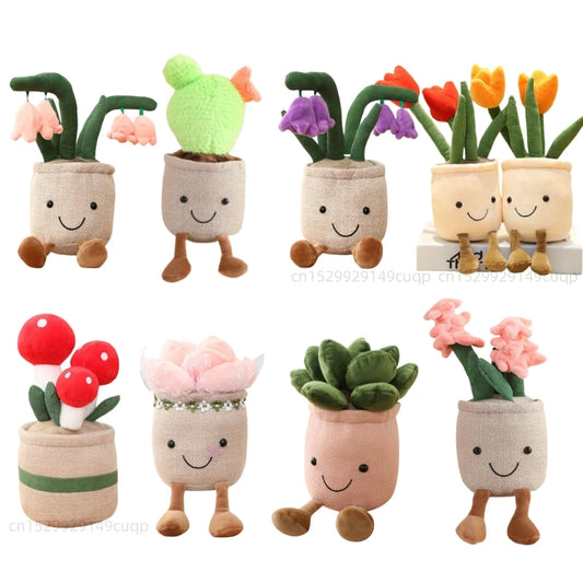 25cm Simulation Cartoon Plant Pot Series Plush Doll Succulent Tulip Lily Plush Toy Home Decor Living Room Bedroom Gift For Girls