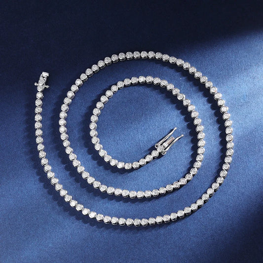TBCYD 2/3mm D Color Round Bubble Moissanite Tennis Necklace For Women S925 Silver Choker Necklace Party Jewelry Christmas Gifts