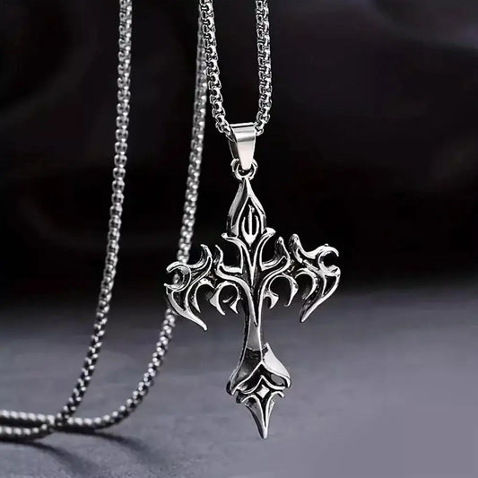 ヒップホップクロスペンダントネックレスユニークなデザインのスチールゴスネックレスファッションジュエリーギフト女性男性