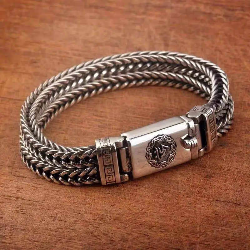 S925スターリングシルバー手編みメンズブレスレットファッショントレンド個性中国風レトロクリエイティブジュエリー絶妙なギフト