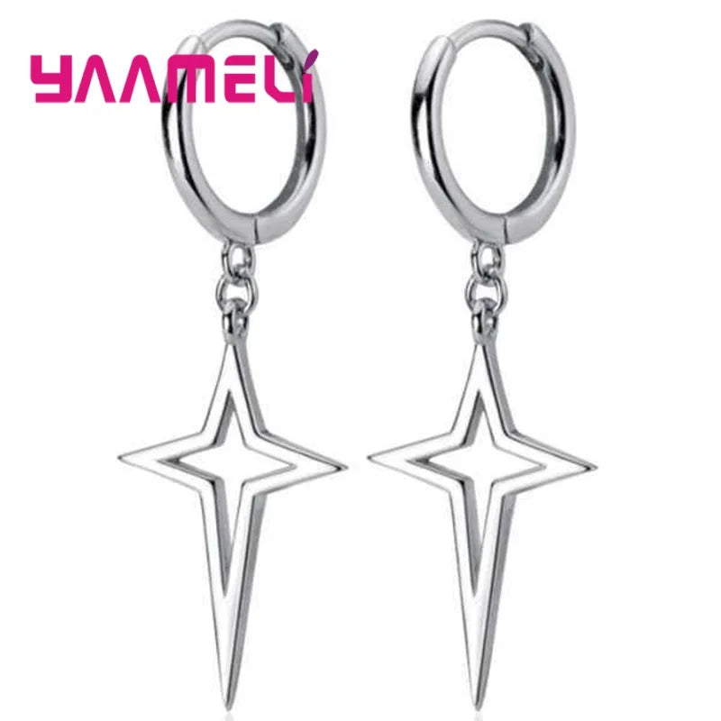 パンク 925 スターリングシルバー 幾何学模様 クロス ペンダント ドロップピアス レディース メンズ ウェディング パーティー ファッション ジュエリー ギフト アクセサリー