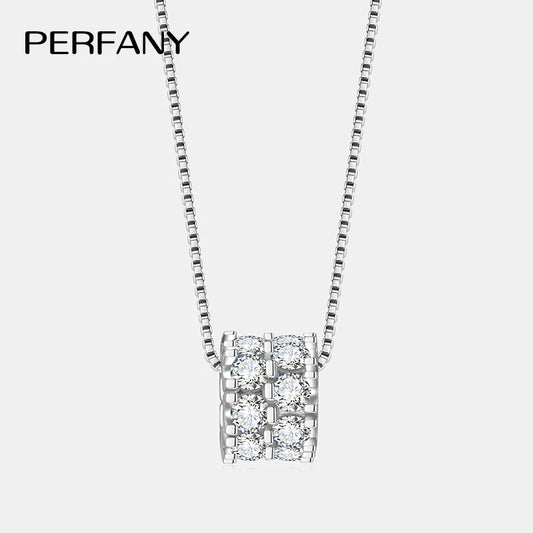 PERFANY 1.6CT Moissanite Necklace for Women S925 Pure Silver Spherical Laboratory Diamond Pendant Luxury Party Jewelry Gift