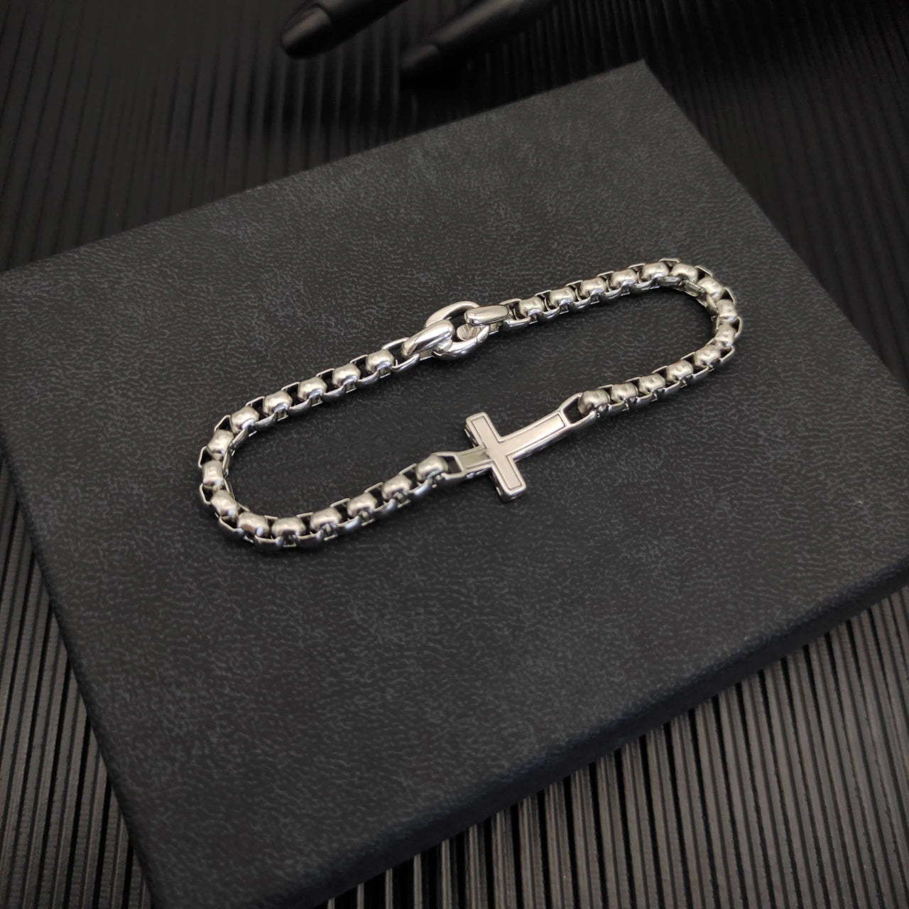 S925スターリングシルバー2025新作5MMボックスチェーンクロスブレスレットニュートラルファッショントレンドレトロシンプル個性ヒップホップ高級ジュエリー