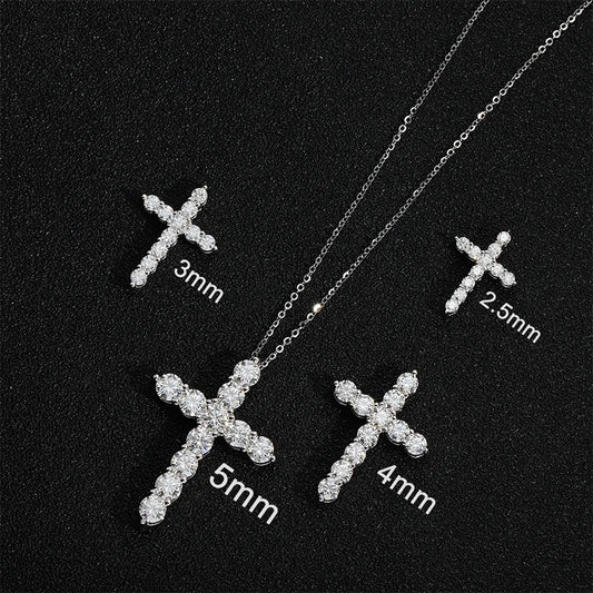 Lycfn 5MM Moissanite Cross Sparkling Pendant Necklace S925 Sterling Sliver with GRA Plated 18k Gold for Women Man Fine Jewelry