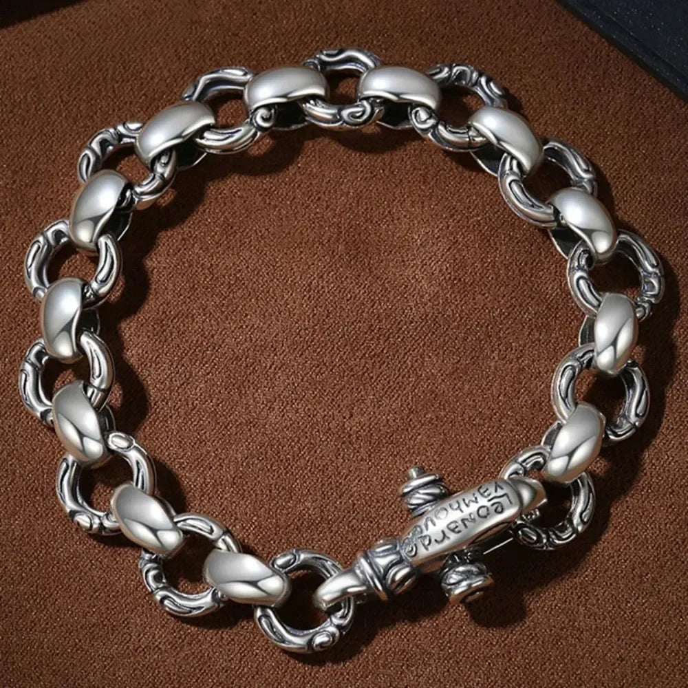 スターリングシルバーブレスレットヒップホップトレンドシンプルでクール、ニッチなデザインセンス