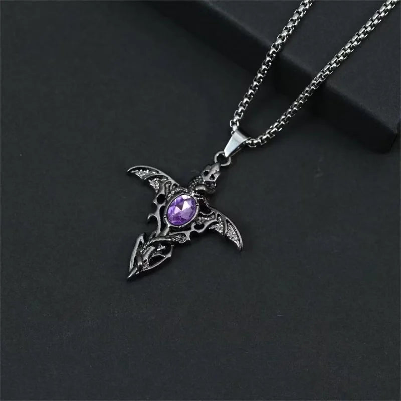 ヨーロッパとアメリカのファッションパーソナリティレトロゴシッククロスネックレス男性と女性ストリートヒップホップトレンドセッター多用途Pe