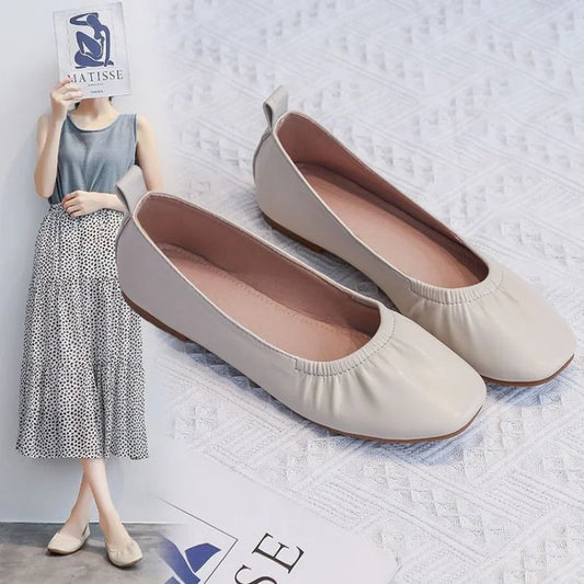 Women's Flats – 2025 Autumn New Trendy Retro Fashion Low-Heel Casual Commuting Leather Loafers (Driving Shoes for Petite Women)