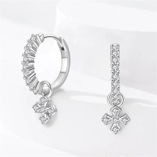 925スターリングシルバーのクラシックな小さなクロスイヤリング、ティーンエイジャーの女性に最適なジュエリーギフト卸売