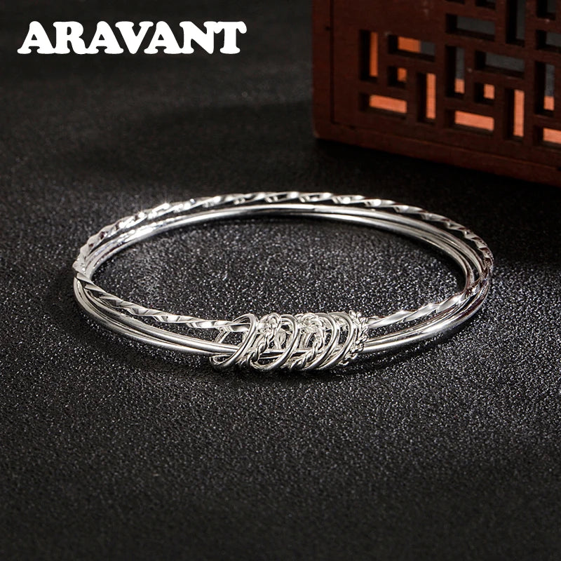 Aravant 925シルバー スリーサークルブレスレット＆バングル レディース ファッションジュエリー