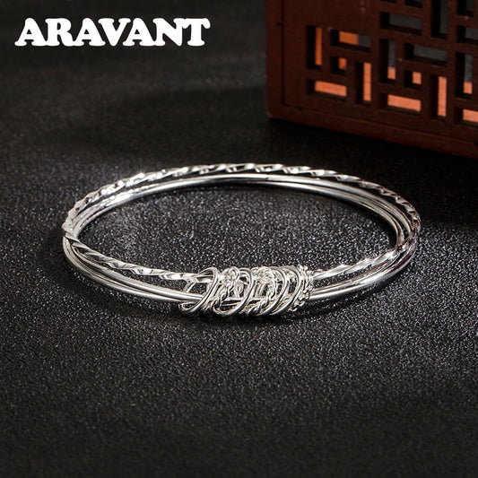Aravant 925シルバー スリーサークルブレスレット＆バングル レディース ファッションジュエリー