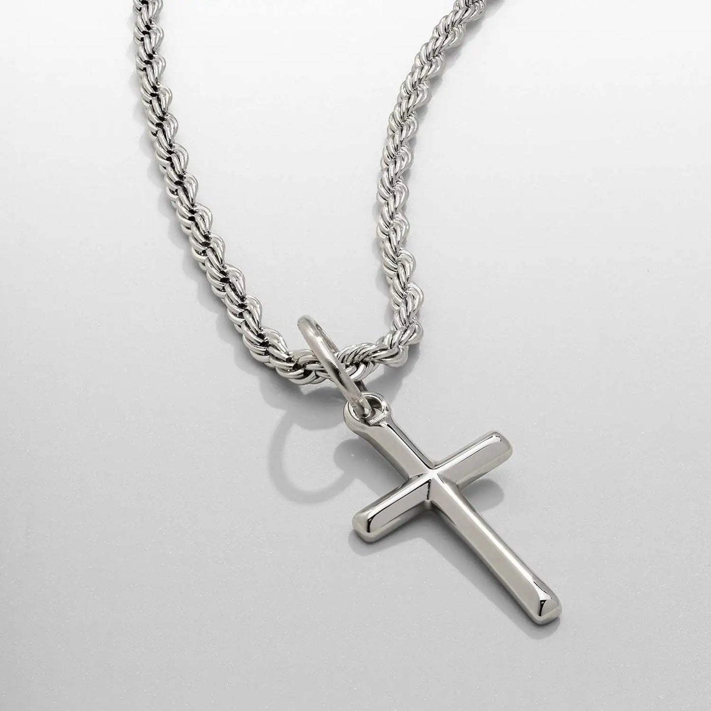 Stainless Steel Cross Pendant Necklace for Men Boys 18K Gold Plated Silver Simple Twisted Chain Fashionable Jewelry Beach Party