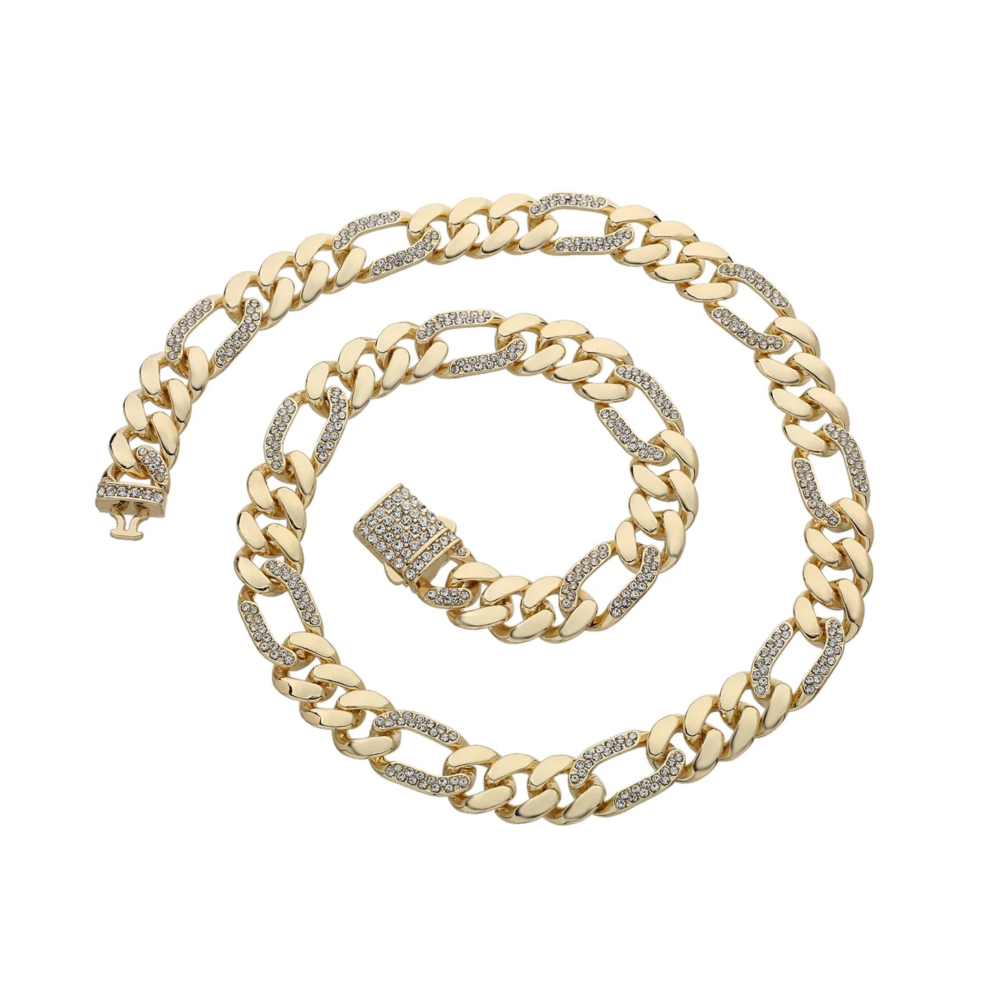 ヒップホップ 14K ゴールドメッキ ステンレススチール ジュエリー アイスカデナ オムブレ マイアミ キューバンチェーン メンズネックレス